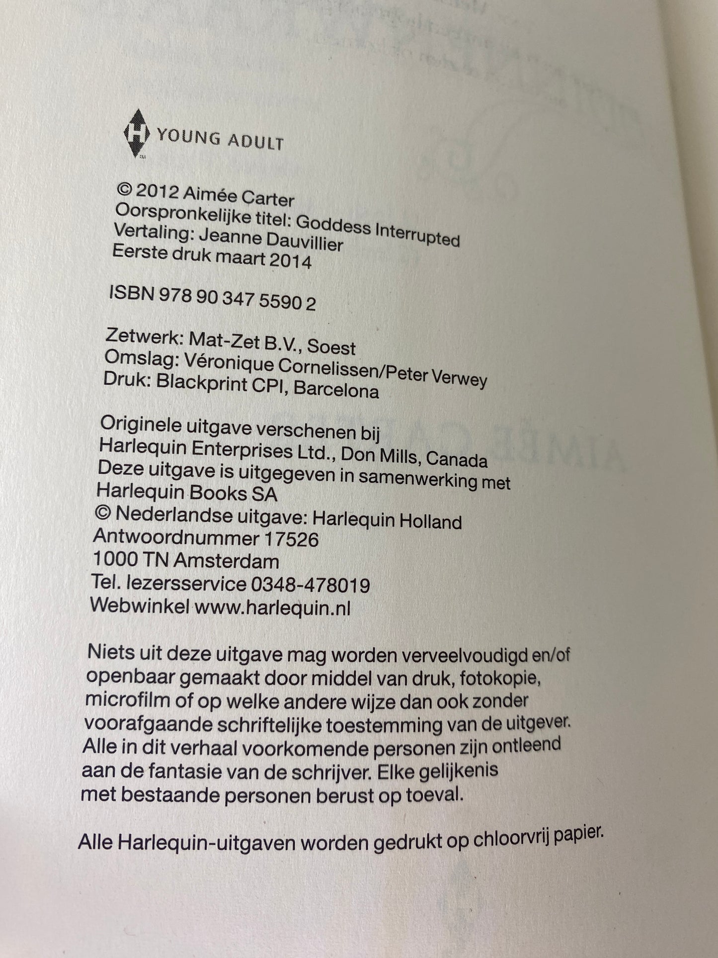 De Godinnenwraak, boek 2 in De Godinnentest trilogie van Aimée Carter, ISBN: 9789034755902, infopagina