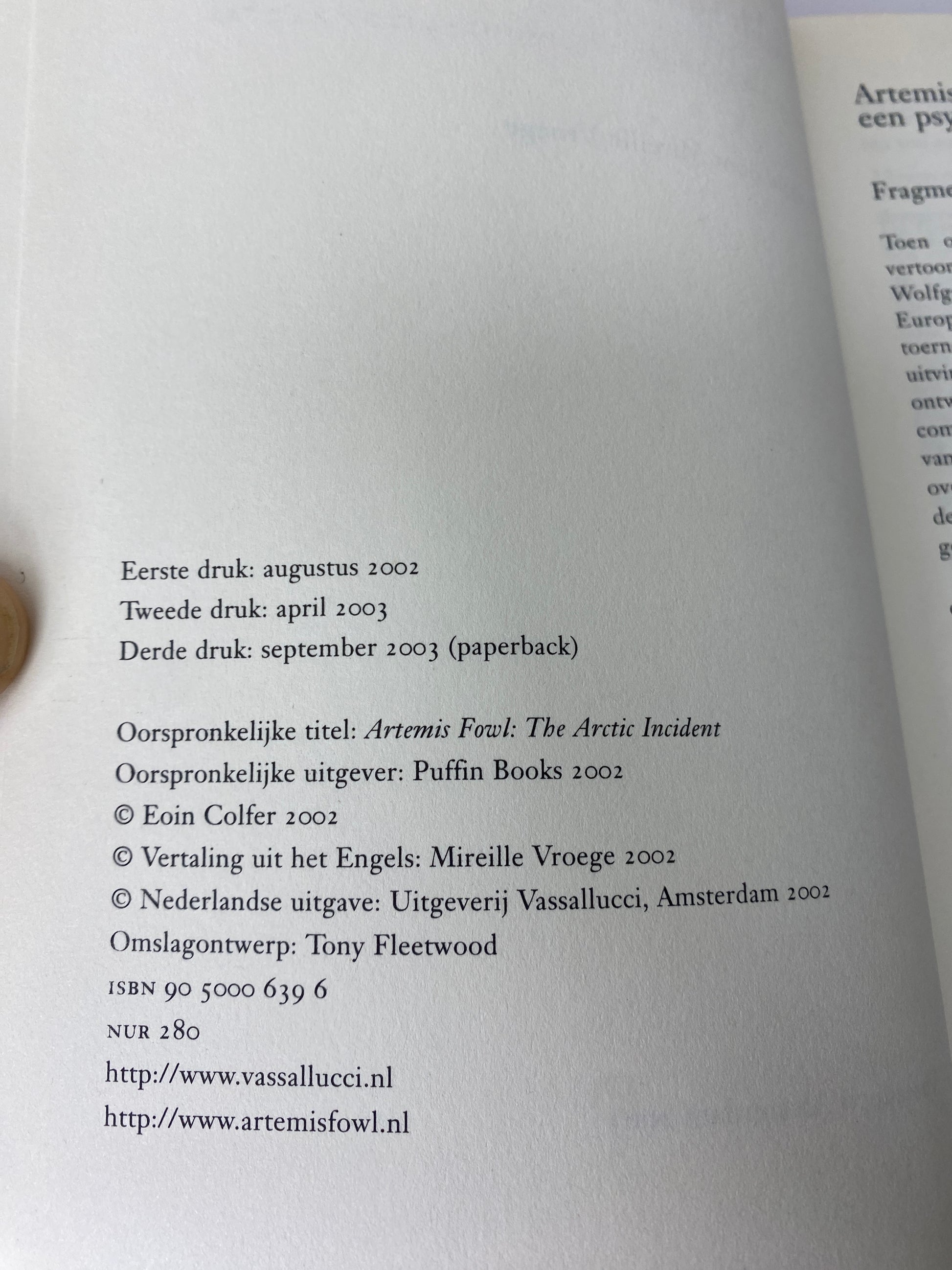 Artemis Fowl De Russische Connectie van Eoin Colfer, ISBN: 9789050006392, infopagina 2