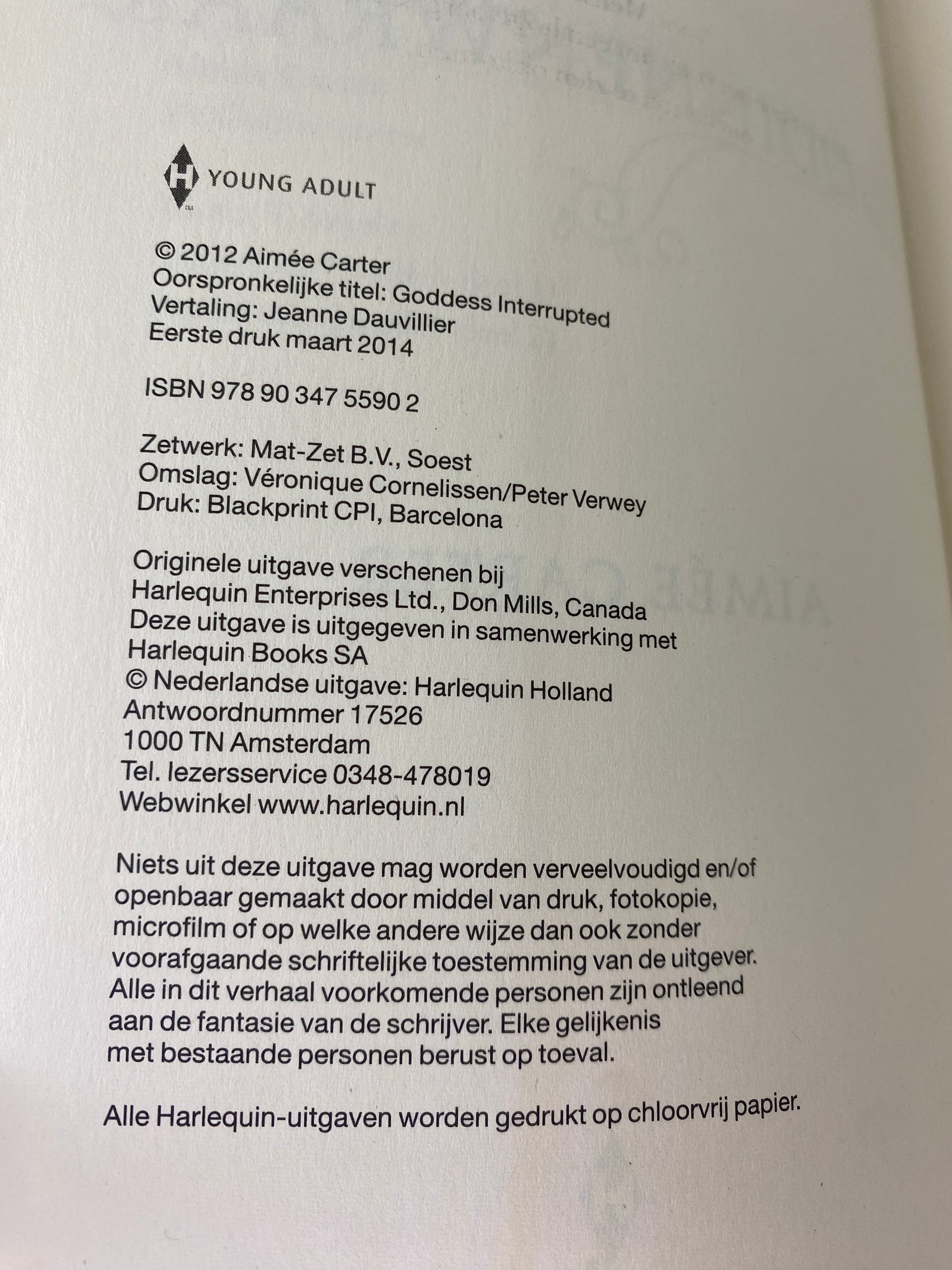 De Godinnenwraak, boek 2 in De Godinnentest trilogie van Aimée Carter, ISBN: 9789034755902, infopagina