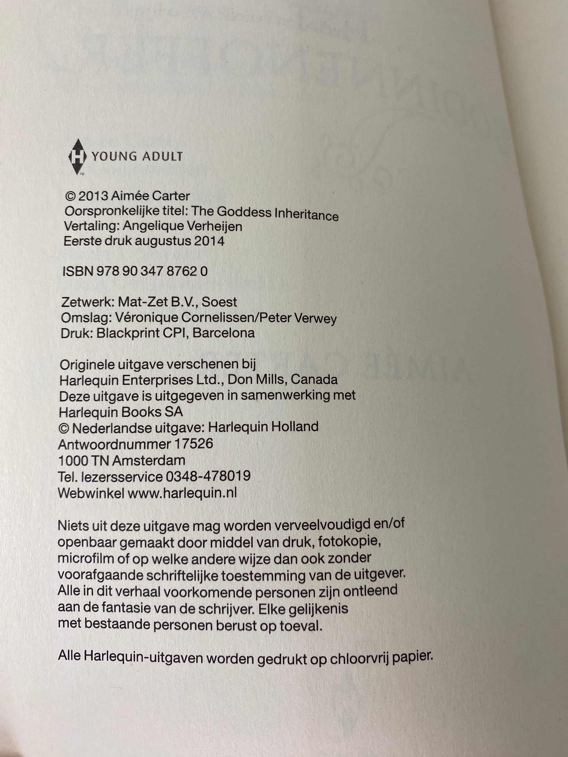 Het Godinnenoffer, boek 3 in De Godinnentest trilogie van Aimée Carter, ISBN: 9789034787620 infopagina