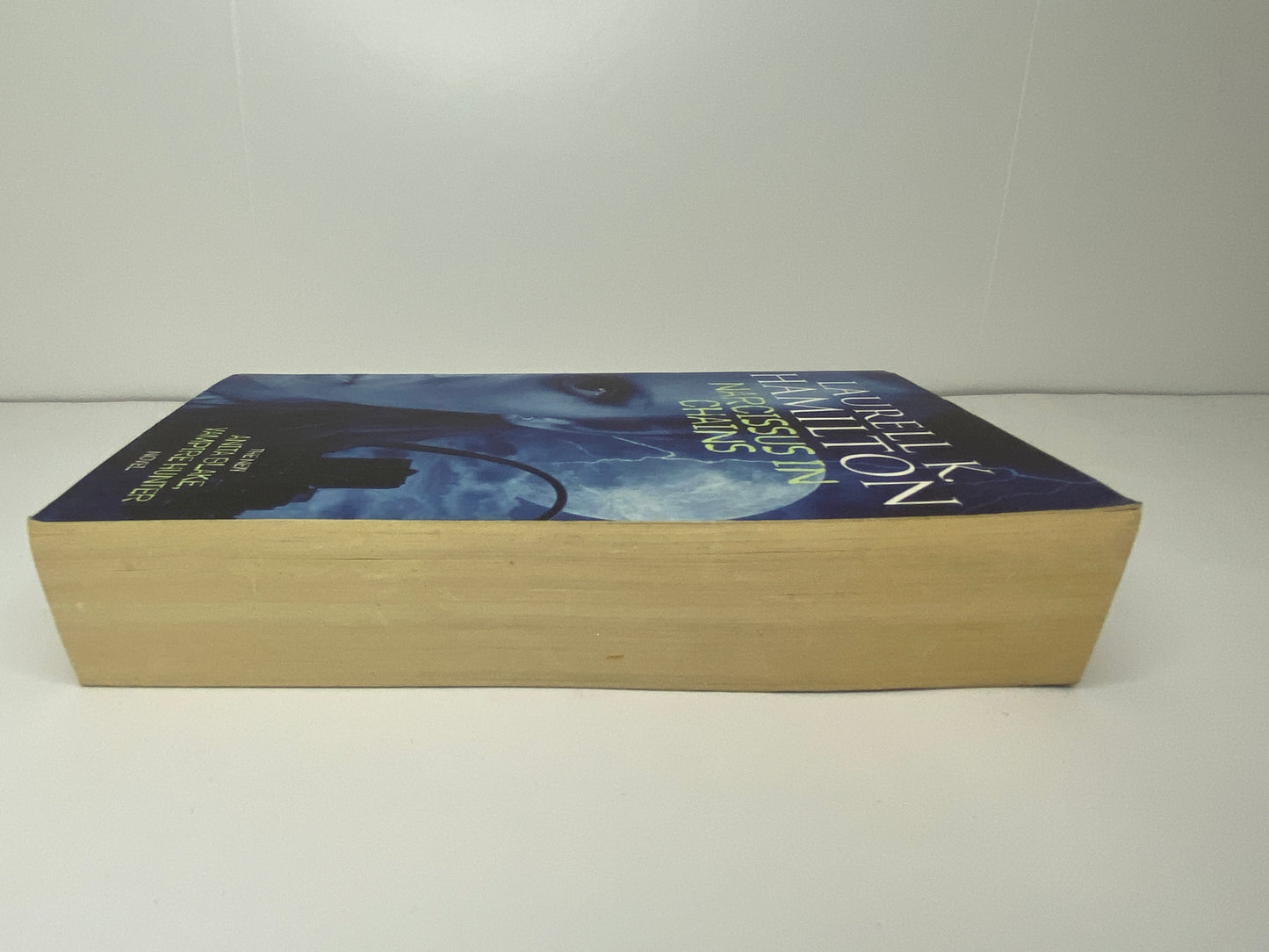 Narcissus In Chains by Laurell K. Hamilton, boek 10 in the Anita Blake, Vampire Hunter series, ISNB: 9781841491349, zijkant