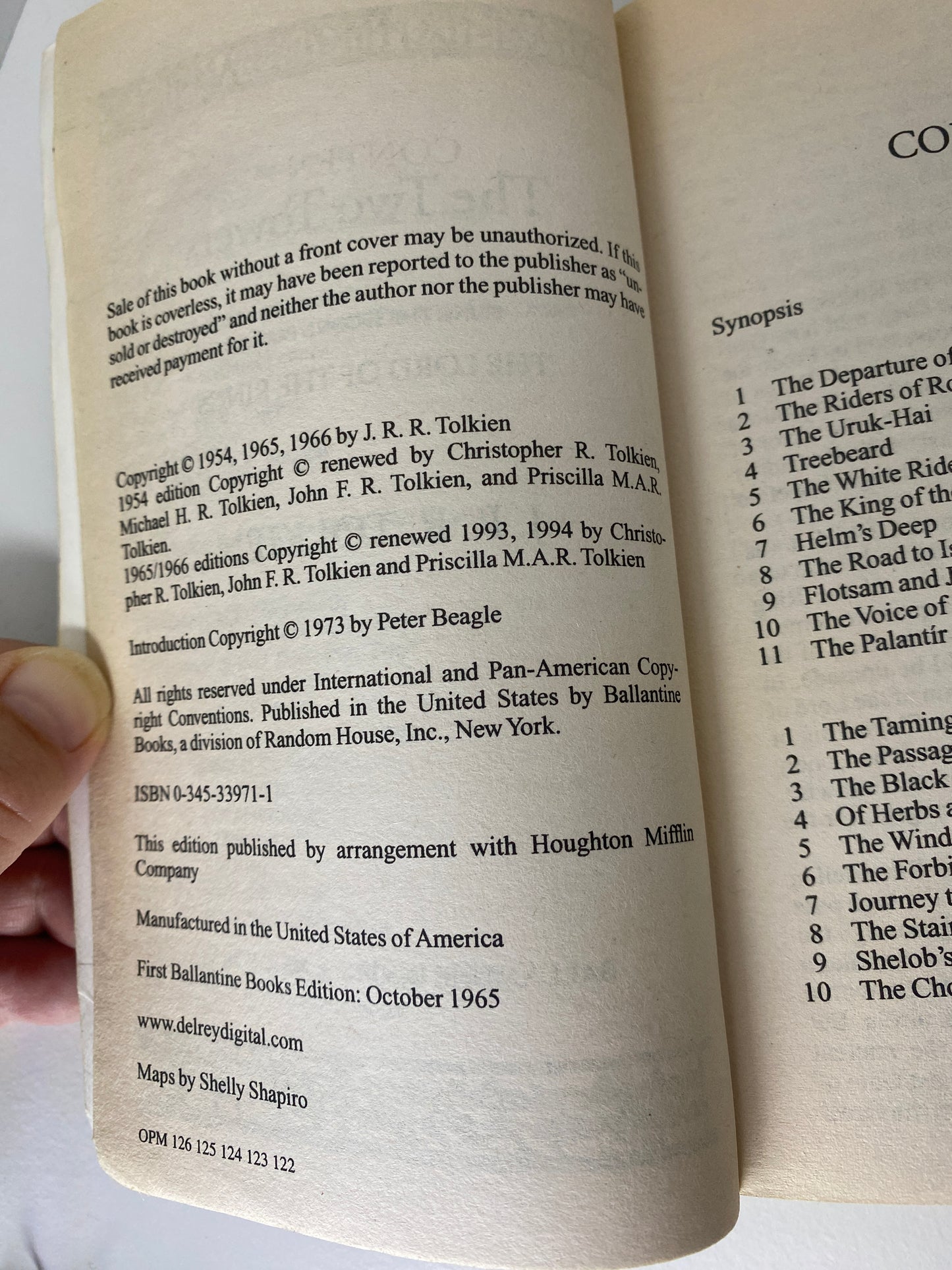 The Two Towers, book 2 in the Lord of the Rings trilogy by J.R.R. Tolkien, ISBN: 0345339711, infopage