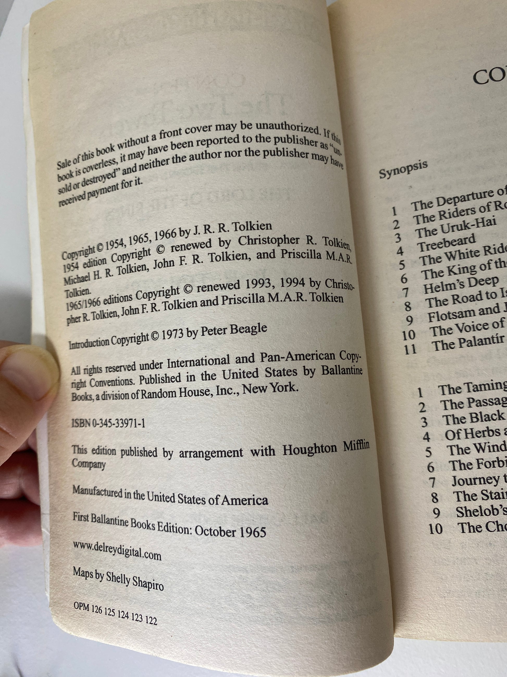 The Two Towers, book 2 in the Lord of the Rings trilogy by J.R.R. Tolkien, ISBN: 0345339711, infopage