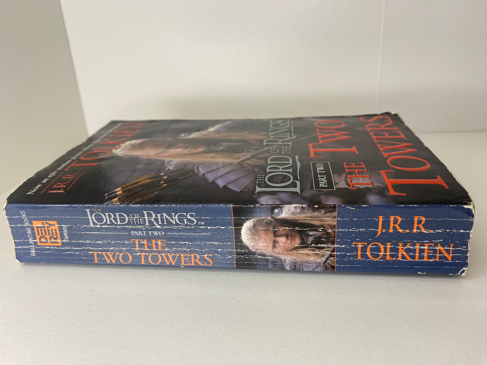 The Two Towers, book 2 in the Lord of the Rings trilogy by J.R.R. Tolkien, ISBN: 0345339711, spine