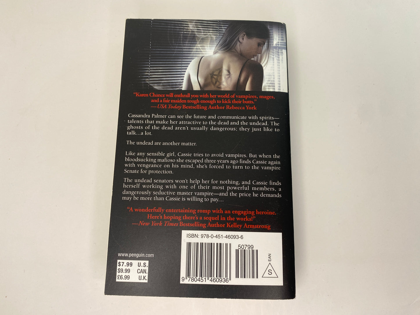 Touch The Dark by Karen Chance, book 1 in the Cassandra Palmer series, ISBN: 9780451460936 achterkant back